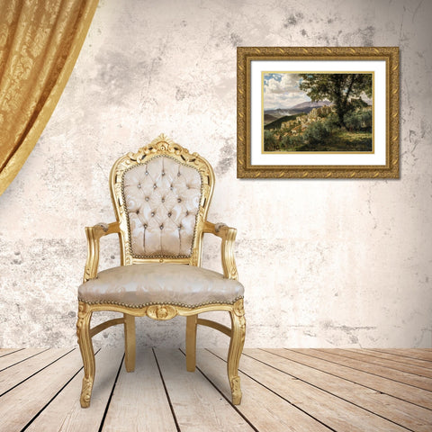 Olevano Gold Ornate Wood Framed Art Print with Double Matting by Bierstadt, Albert
