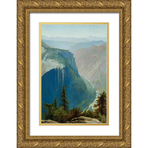 Yosemite Valley Gold Ornate Wood Framed Art Print with Double Matting by Bierstadt, Albert
