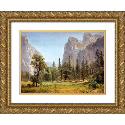Bridal Veil Falls, Yosemite Valley, California Gold Ornate Wood Framed Art Print with Double Matting by Bierstadt, Albert