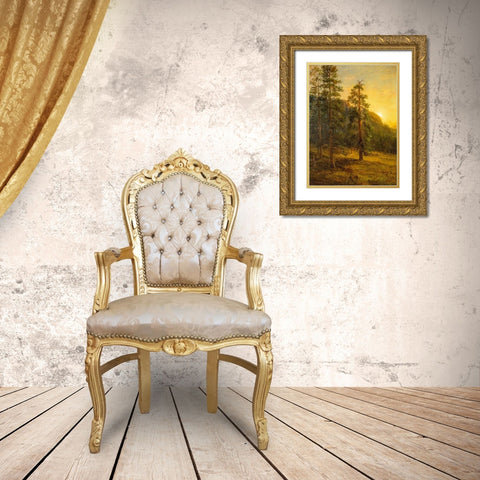 California Redwoods Gold Ornate Wood Framed Art Print with Double Matting by Bierstadt, Albert