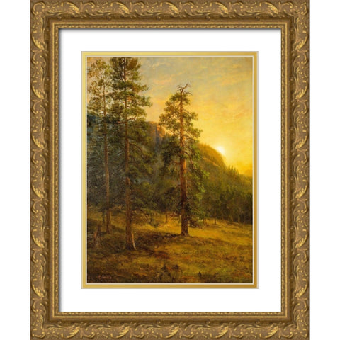 California Redwoods Gold Ornate Wood Framed Art Print with Double Matting by Bierstadt, Albert