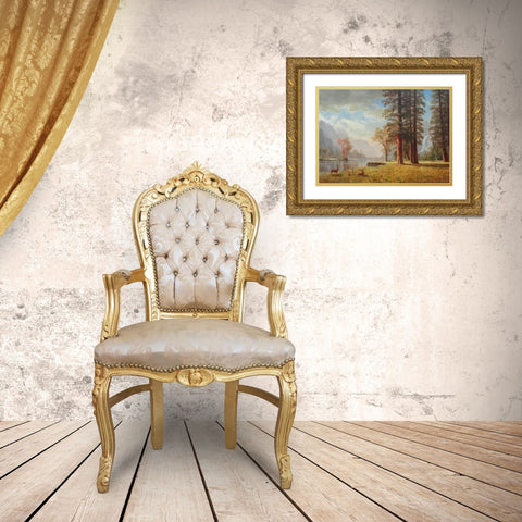 The Hetch Hetchy Valley, California Gold Ornate Wood Framed Art Print with Double Matting by Bierstadt, Albert