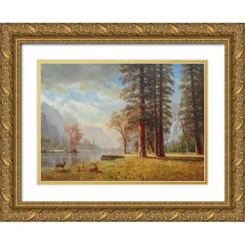 The Hetch Hetchy Valley, California Gold Ornate Wood Framed Art Print with Double Matting by Bierstadt, Albert