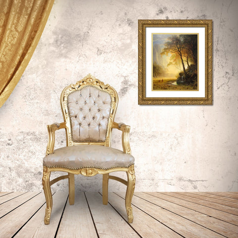 Hetch Hetchy Canyon Gold Ornate Wood Framed Art Print with Double Matting by Bierstadt, Albert