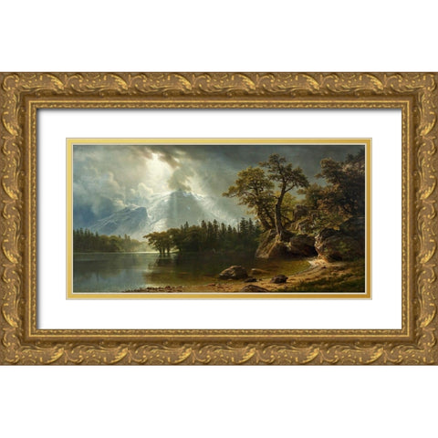Passing Storm over the Sierra Nevadas Gold Ornate Wood Framed Art Print with Double Matting by Bierstadt, Albert