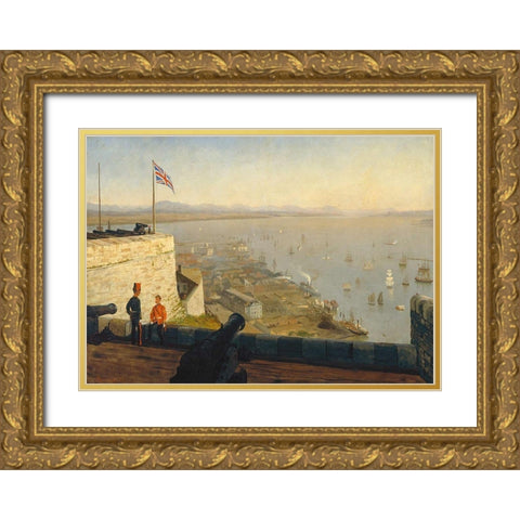 St. Lawrence River, from the Citadel, Quebec Gold Ornate Wood Framed Art Print with Double Matting by Bierstadt, Albert