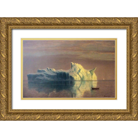 The Iceberg Gold Ornate Wood Framed Art Print with Double Matting by Bierstadt, Albert