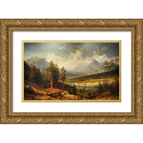 Estes Park Gold Ornate Wood Framed Art Print with Double Matting by Bierstadt, Albert