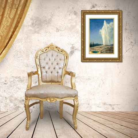 Old Faithful Gold Ornate Wood Framed Art Print with Double Matting by Bierstadt, Albert
