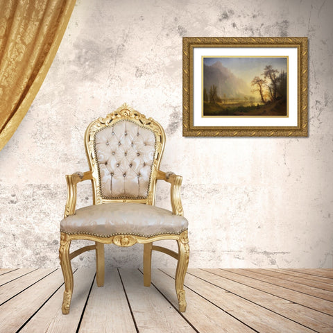 Sunrise, Yosemite Valley Gold Ornate Wood Framed Art Print with Double Matting by Bierstadt, Albert