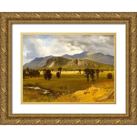Moat Mountain, Intervale, New Hampshire Gold Ornate Wood Framed Art Print with Double Matting by Bierstadt, Albert