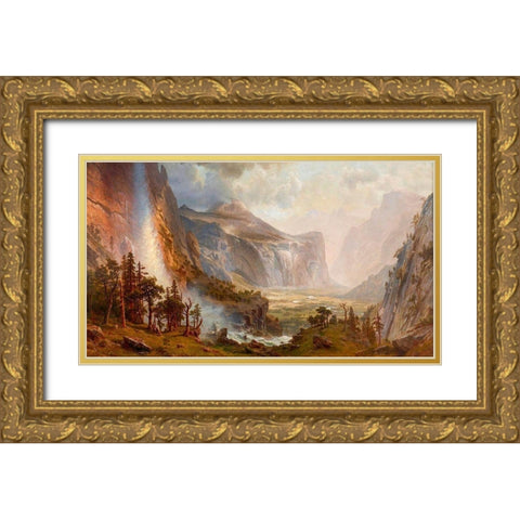 The Domes of the Yosemite Gold Ornate Wood Framed Art Print with Double Matting by Bierstadt, Albert