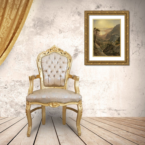 View of Donner Lake Gold Ornate Wood Framed Art Print with Double Matting by Bierstadt, Albert