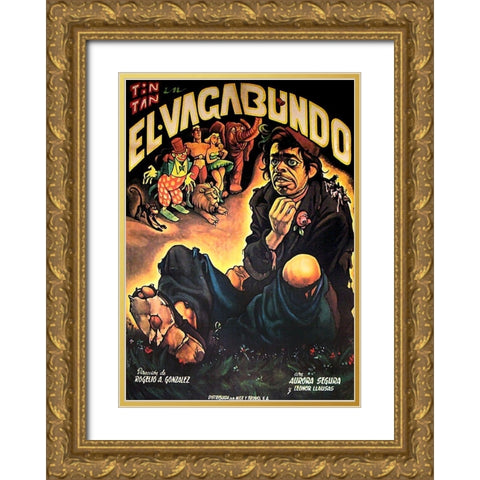 Mexican Movie Poster El Vagabundo Gold Ornate Wood Framed Art Print with Double Matting by Garcia Cabral, Ernesto