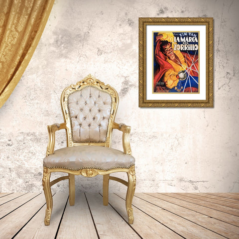 Mexican Movie Poster La Marca del Zorrillo Gold Ornate Wood Framed Art Print with Double Matting by Garcia Cabral, Ernesto