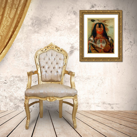 Buffalo Bulls Back Fat Gold Ornate Wood Framed Art Print with Double Matting by Catlin, George