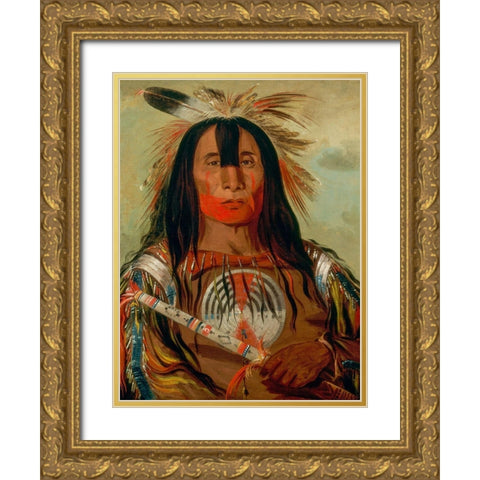 Buffalo Bulls Back Fat Gold Ornate Wood Framed Art Print with Double Matting by Catlin, George