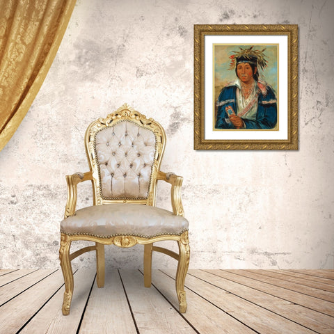 Kee mo ra nia, No English, a Dandy Gold Ornate Wood Framed Art Print with Double Matting by Catlin, George