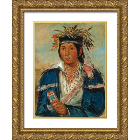 Kee mo ra nia, No English, a Dandy Gold Ornate Wood Framed Art Print with Double Matting by Catlin, George