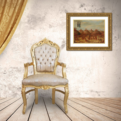 The Last Race, Mandan O kee pa Ceremony Gold Ornate Wood Framed Art Print with Double Matting by Catlin, George
