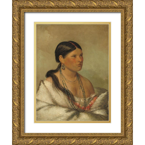 The Female Eagle - Shawano Gold Ornate Wood Framed Art Print with Double Matting by Catlin, George