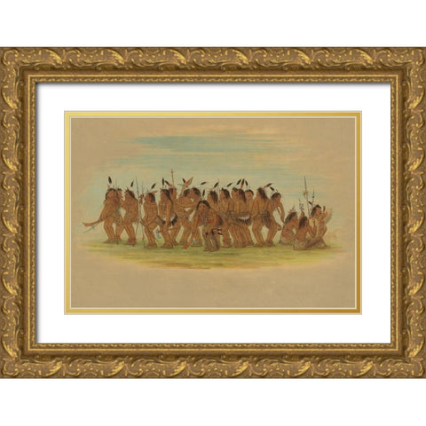 Dog Dance - Sioux, 1861 Gold Ornate Wood Framed Art Print with Double Matting by Catlin, George