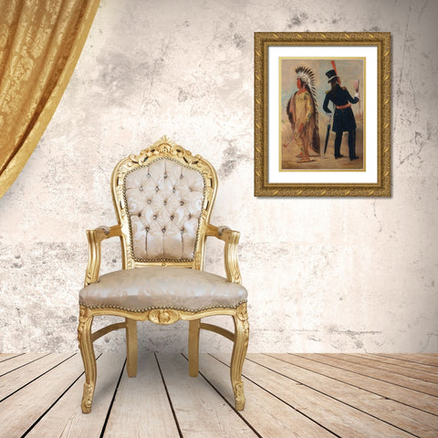 Wi jun jon, Pigeons Egg Head (The Light) Going To and Returning From Washington Gold Ornate Wood Framed Art Print with Double Matting by Catlin, George