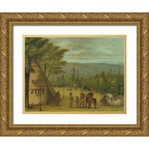 The Cheyenne Brothers Starting on Their Fall Hunt Gold Ornate Wood Framed Art Print with Double Matting by Catlin, George