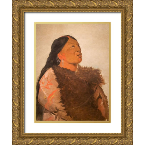 Wife of The Six Gold Ornate Wood Framed Art Print with Double Matting by Catlin, George