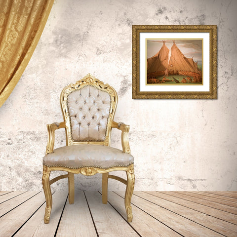 Sioux Dog Feast Gold Ornate Wood Framed Art Print with Double Matting by Catlin, George