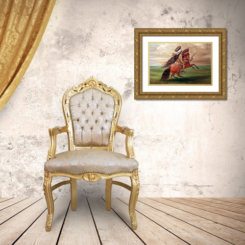 Crow Indian He Who Jumps Over All Gold Ornate Wood Framed Art Print with Double Matting by Catlin, George
