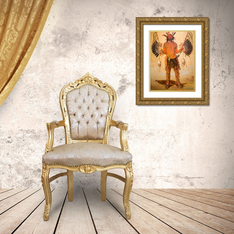 Old Bear, a Medicine Man Gold Ornate Wood Framed Art Print with Double Matting by Catlin, George