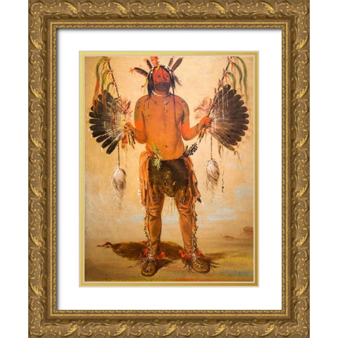 Old Bear, a Medicine Man Gold Ornate Wood Framed Art Print with Double Matting by Catlin, George