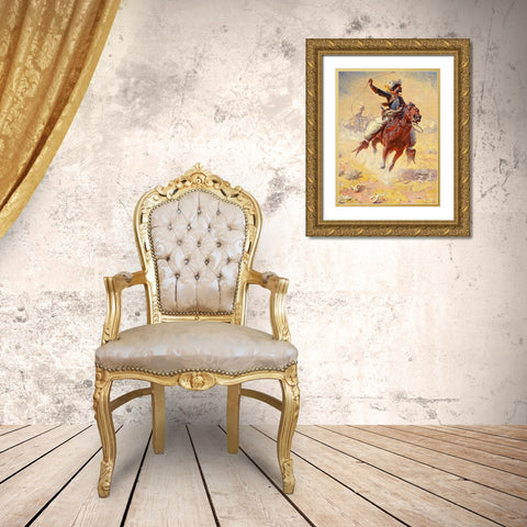 The Roping Gold Ornate Wood Framed Art Print with Double Matting by Leigh, William Robinson