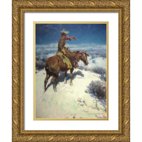 The Lonely Vigil Gold Ornate Wood Framed Art Print with Double Matting by Dunton, William Herbert