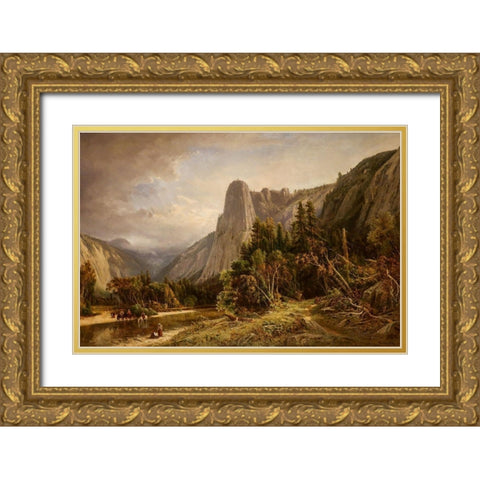 Sentinel Rock, Yosemite Gold Ornate Wood Framed Art Print with Double Matting by Keith, William