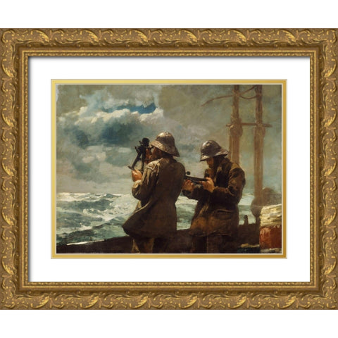 Eight Bells Gold Ornate Wood Framed Art Print with Double Matting by Homer, Winslow