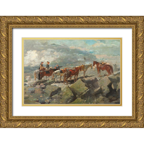 Mount Washington Gold Ornate Wood Framed Art Print with Double Matting by Homer, Winslow