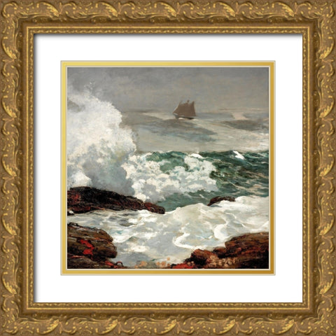 On a Lee Shore Gold Ornate Wood Framed Art Print with Double Matting by Homer, Winslow