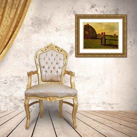 Haymakers Gold Ornate Wood Framed Art Print with Double Matting by Homer, Winslow