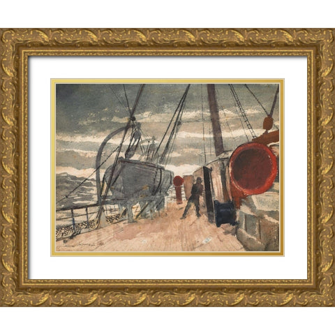 Marine Gold Ornate Wood Framed Art Print with Double Matting by Homer, Winslow