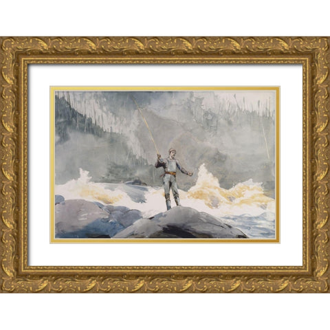 Casting Gold Ornate Wood Framed Art Print with Double Matting by Homer, Winslow