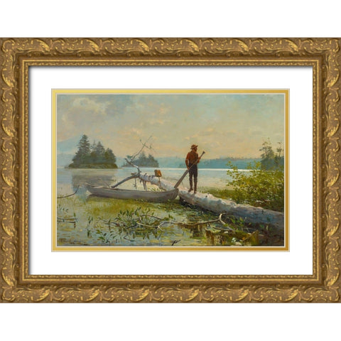 The Trapper Gold Ornate Wood Framed Art Print with Double Matting by Homer, Winslow