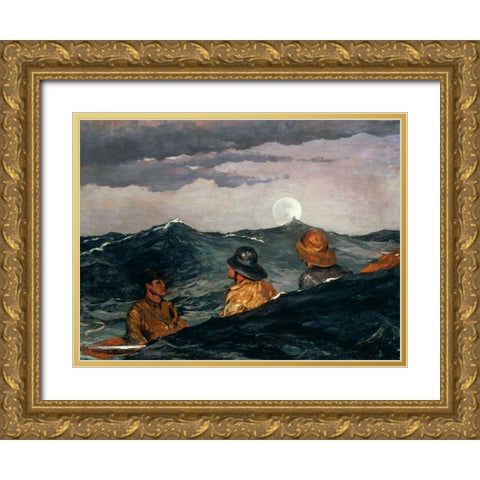 Kissing the Moon Gold Ornate Wood Framed Art Print with Double Matting by Homer, Winslow