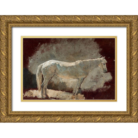 White Mare Gold Ornate Wood Framed Art Print with Double Matting by Homer, Winslow