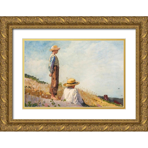The Blue Boy Gold Ornate Wood Framed Art Print with Double Matting by Homer, Winslow