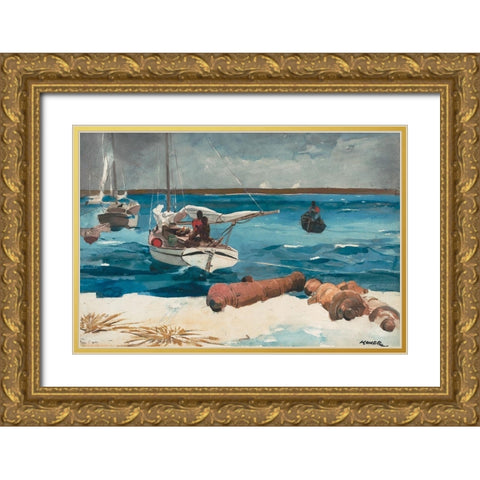 Nassau Gold Ornate Wood Framed Art Print with Double Matting by Homer, Winslow
