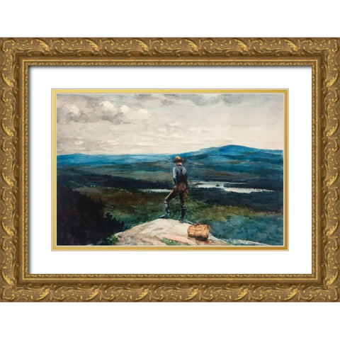 The Ranger, Adirondacks Gold Ornate Wood Framed Art Print with Double Matting by Homer, Winslow