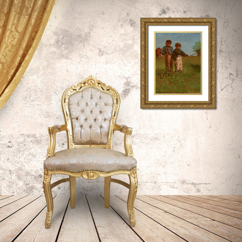 Young Farmers Gold Ornate Wood Framed Art Print with Double Matting by Homer, Winslow