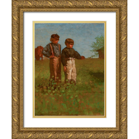 Young Farmers Gold Ornate Wood Framed Art Print with Double Matting by Homer, Winslow